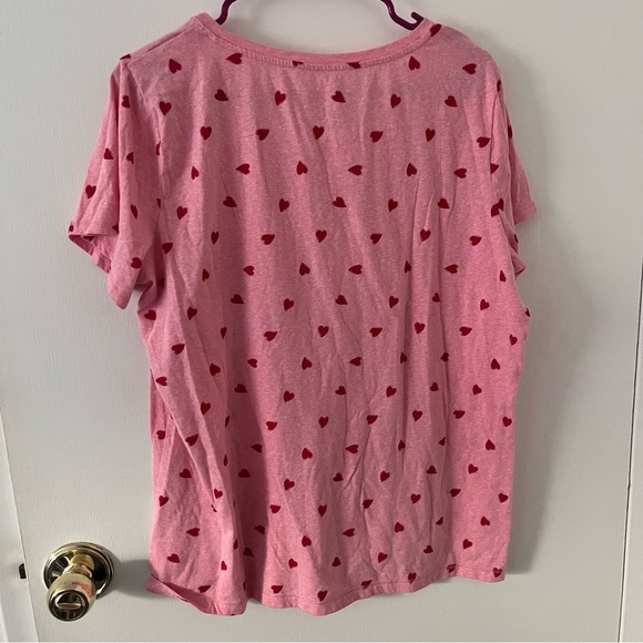 St. John’s Bay Heart Print T-Shirt Feminine Girly Valentine’s Day Pink Red XXL - Picture 5 of 6